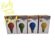4 Pack Coloured GLS Party Light Globes 25w Bayonet cap Red, Yellow, Blue, Green