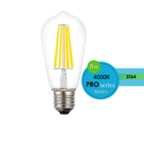 8w Filament ST64 LED dimmable full glass lamp 4000k Cool White Edison Screw e27 - LUS20979