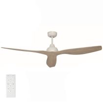 BAHAMA 52" CEILING FAN-WHITE WITH TIMBER FINISH BLADES 19587/37 BRILLIANT LIGHTING