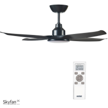 Black Ventair Skyfan 48" (1200mm) 4 Blade DC Ceiling Fan with 20W Tri Colour LED Light and Remote - SKY1204BL-L