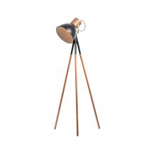 Calico Floor Lamp Mercator Black with Timber A49721BLK
