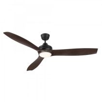 Mercator Lora Black & Dark Timber 60" DC Ceiling Fan With Dimmable 18W CCT LED Light And Remote - FC1138153BK