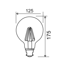 G125 LED Filament Dimmable Globes Clear Diffuser (8W)-CF24DIM