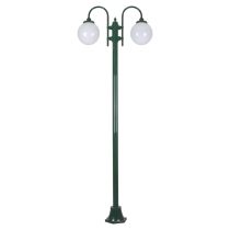Lisbon Twin Spheres Curved Arms Plain Post Light Green - 15791	