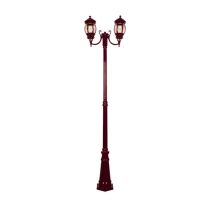 Vienna Twin Head Curved Arms Tall Post Light Burgundy - 15970	