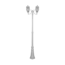 Vienna Twin Head Curved Arms Tall Post Light White - 15973	