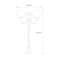 Lisbon Twin 25cm Spheres Curved Arms Short Post Light White - 15691	