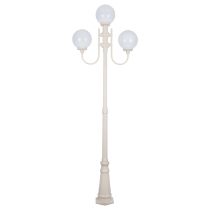 Lisbon Triple 25cm Spheres Curved Arms Tall Post Light Beige - 15746	