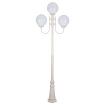 Lisbon Triple 30cm Spheres Curved Arms Tall Post Light Beige - 15752