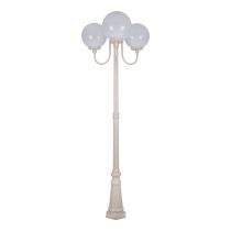 Lisbon Triple 30cm Spheres Curved Arms Tall Post Light Beige - 15764
