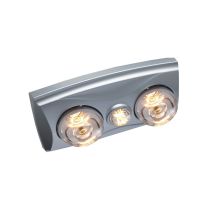  EKO - 2 Light 3 in 1 Bathroom Heat Exhaust with side duct - 6w LED R63 energy saver globe- Silver H2LS Ventair