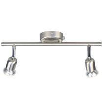 Avenue 2 light Spot bar Metal Brushed steel - 73561132