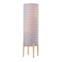 Billie Grey Fabric Cut-Out Floor Lamp with Wood Base MFL006