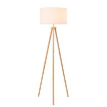 Mercator Briar Wood Floor Lamp with White Fabric Shade - MFL014