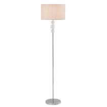 Ester Chrome Floor Lamp with Glass Accents and Grey Faux Silk Shade - MFL017