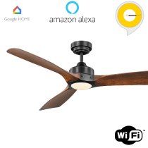 Minota Smart DC Ceiling Fan 52" Black & Dark Timber With LED Light - FC628133GBK
