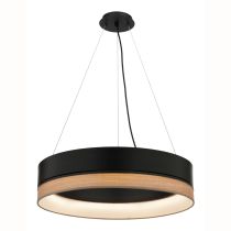 Fitzgerald 24W Dimmable LED Pendant(ML7224BLK) Black Metal with Timber Veneer Mercator Lighting