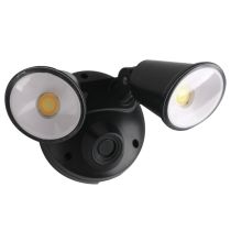 Defender Double Spot LED Outdoor Flood Light 2 x 10w Tricolour Sensor Matt Black - MLXD3452MS
