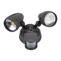 Muro 30 Watt Twin Head LED Spotlight with Sensor Dark Grey / Tri Colour - 25063	