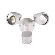 Muro 30 Watt Twin Head LED Spotlight with Sensor White / Tri Colour - 25064	