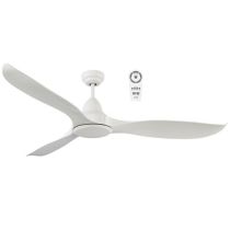Wave 1320mm 3 ABS Blade DC Remote Control Ceiling Fan with 18w Tricolour LED Light White Satin - MWF1333WSR