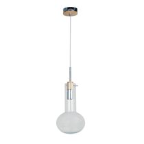 HOLBECK.19 Scandi Clear Glass and Timber Pendant - OL69291/19CL