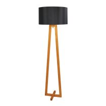 EDRA FLOOR LAMP Black Scandi Floor Lamp with Black Cotton Shade - OL93533BK