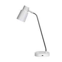 RIK DESK LAMP White/ Brushed Chrome Table lamp with USB socket - OL93911BC
