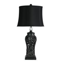 DORNE ANTIQUE BLACK CUT COMPLETE LAMP w/HARP - OL97976BK
