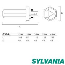 SYLVANIA LYNX CFTE 18W 830 FSD GX24Q-2 278510
