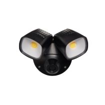 Ranger Double Spot LED Outdoor Flood Light 2 x 12w Tricolour Sensor Matt Black - MLXR3452MS