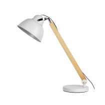 STEAM TABLE LAMP White Mid-century Task Lamp Timber and Metal - SL98788WH