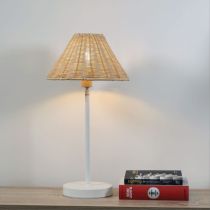 BELIZE TABLE LAMP WHITE w/ RATTAN SHADE SL98851WH