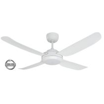 SPIN1204WH-L 1220mm Glass Fibre Composite 4 Blade Ceiling Fan with True Spin Technology™ motor and Tri Colour Dimmable LED Light included. SPIN1204WH-L