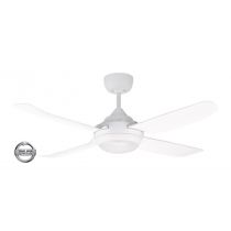 SPINIKA - 48"/1220mm Glass Fibre 4 Blade Ceiling Fan in Satin White with Tri Colour Step Dimmable LED Light NW,WW,CW - Indoor/Outdoor/Coastal - SPN1204WH-L