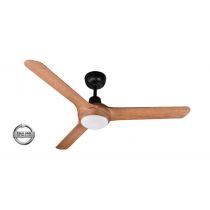 SPYDA - 50"/1250mm Fully Moulded PC Composite 3 Blade Ceiling Fan in Teak with  Tri Colour Step Dimmable LED Light NW,WW,CW - Indoor/Outdoor/Coastal - SPY1253TK-L