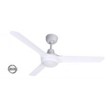 SPYDA - 50"/1250mm Fully Moulded PC Composite 3 Blade Ceiling Fan in Satin White with Tri Colour Step Dimmable LED Light NW,WW,CW - Indoor/Outdoor/Coastal - SPY1253WH-L