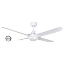 SPYDA - 50"/1250mm Fully Moulded PC Composite 4 Blade Ceiling Fan in Satin White with Tri Colour Step Dimmable LED Light NW,WW,CW - Indoor/Outdoor/Coastal - SPY1254WH-L