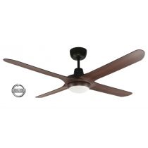 SPYDA - 50"/1250mm Fully Moulded PC Composite 4 Blade Ceiling Fan in Walnut with Tri Colour Step Dimmable LED Light NW,WW,CW - Indoor/Outdoor/Coastal - SPY1254WN-L