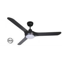 SPYDA - 56"/1400mm Fully Moulded PC Composite 3 Blade Ceiling Fan in Matte Black with Tri Colour Step Dimmable  LED Light NW,WW,CW - Indoor/Outdoor/Coastal - SPY1423BL-L