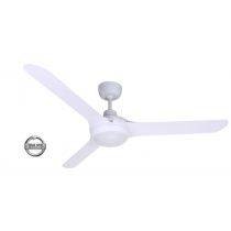 SPYDA - 56"/1400mm Fully Moulded PC Composite 3 Blade Ceiling Fan in Satin White with Tri Colour Step Dimmable LED Light NW,WW,CW - Indoor/Outdoor/Coastal - SPY1423WH-L