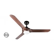 SPYDA - 56"/1400mm Fully Moulded PC Composite 3 Blade Ceiling Fan in Walnut with Tri Colour Step Dimmable LED Light NW,WW,CW - Indoor/Outdoor/Coastal - SPY1423WN-L
