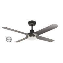 SPYDA - 56"/1400mm Fully Moulded PC Composite 4 Blade Ceiling Fan in Titanium with Tri Colour Step Dimmable LED Light NW,WW,CW - Indoor/Outdoor/Coastal - SPY1424TI-L