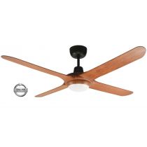 SPYDA - 56"/1400mm Fully Moulded PC Composite 4 Blade Ceiling Fan in Teak with Tri Colour Step Dimmable LED Light NW,WW,CW - Indoor/Outdoor/Coastal - SPY1424TK-L