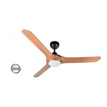 SPYDA - 62"/1570mm Fully Moulded PC Composite 3 Blade Ceiling Fan in Teak with Tri Colour Step Dimmable LED Light NW,WW,CW - Indoor/Outdoor/Coastal - SPY1573TK-L