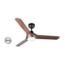 SPYDA - 62"/1570mm Fully Moulded PC Composite 3 Blade Ceiling Fan in Walnut with Tri Colour Step Dimmable LED Light NW,WW,CW - Indoor/Outdoor/Coastal - SPY1573WN-L