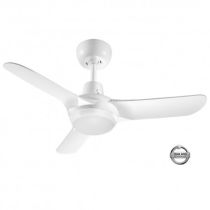 Spyda 900mm Fully Moulded Polycarbonate Composite 3 Blade Ceiling Fan True Spin Technology motor 20 watt Tri colour SPY903WH-L     dimmable LED light