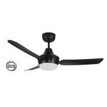 STANZA - 48"/1220mm Glass Fibre Composite 3 Blade Ceiling Fan with 2x B22 Lamp Holder - Black - Indoor/Covered Outdoor  - STA1203BL-L