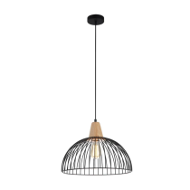 Iron and Wood Dome Cage Pendant Lights STRAND1
