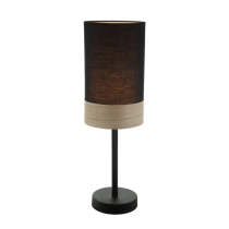 TAMBURA Black Cloth Shade With Blonde Wood Trim Small Table Lamp - TAMBURA08TL